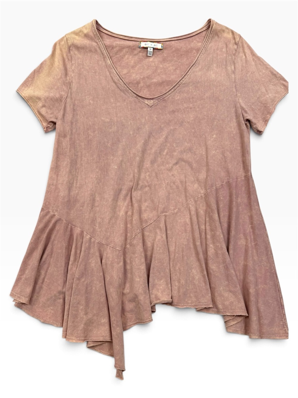Eri + Ali Anthropologie Mineral Wash Asymmetrical Peplum Tunic Top M